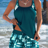 Tankini Mode Tie-Dye Top and Shorts Set