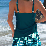 Tankini Set with Tie-Dye Top and Shorts