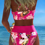Kontrastējošs Ziedu Grieziens Bikini