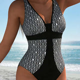 Argyle Pattern V-Neck Bikini