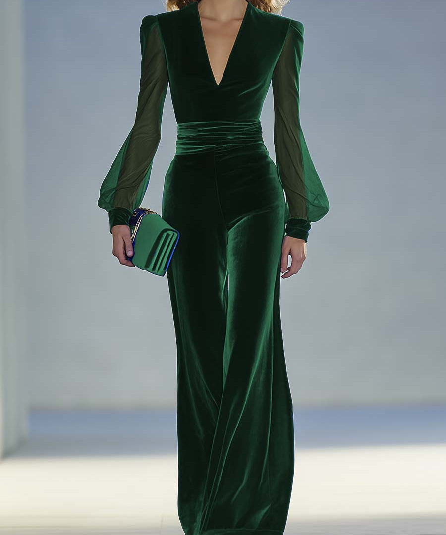 Gunta | Elegancki Jumpsuit z Aksamitnego Materiału