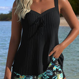 Laluna® | Svītrainais tankini komplekts ar pludmales šortiem