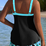 Sporty V-Neck Tankini with Boxer Briefs