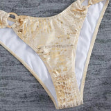 Metallic Design Bikini with Boucle Texture