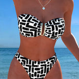 Geometriskā raksta bikini bez siksnām
