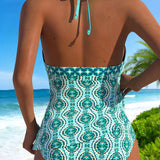 Etnisk Print Halter Tankini