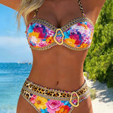 Leopard Print Bikini with Metal Clasp