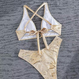 Metallic Design Bikini with Boucle Texture