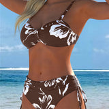 Augstapkakļa rakstains divdaļīgs bikini