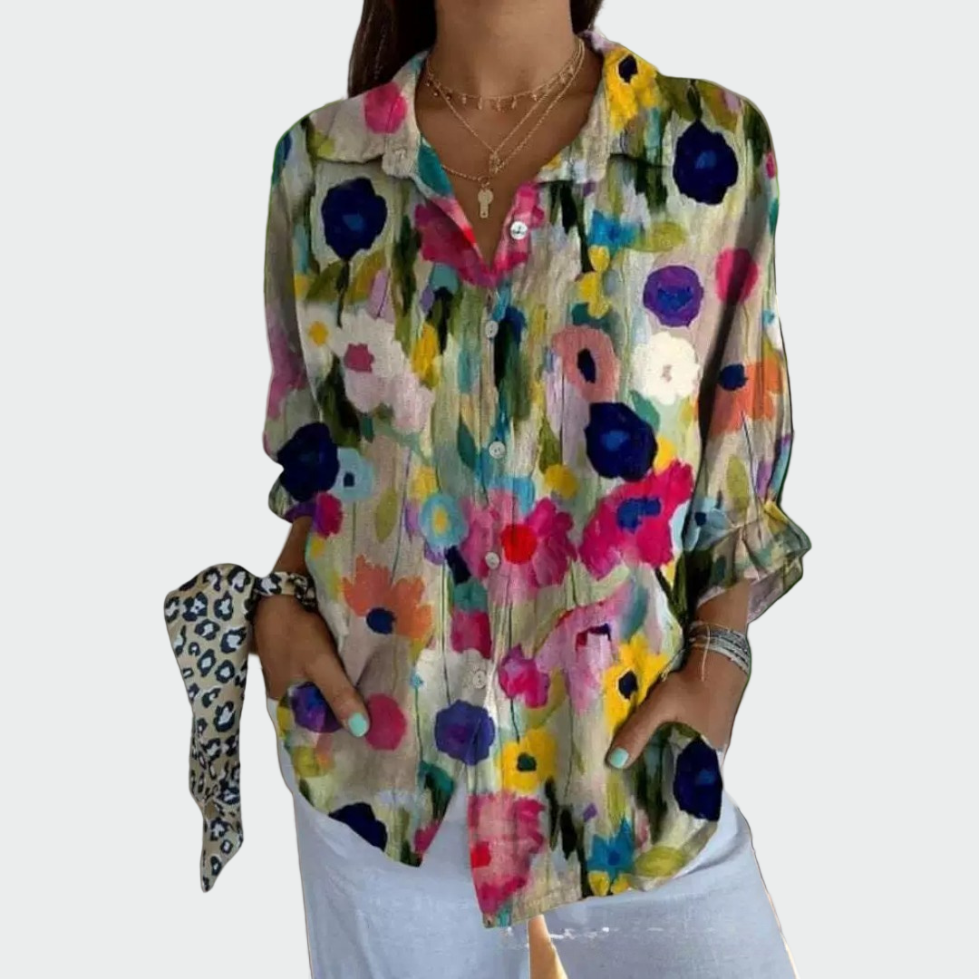 Aino | Elegants stilīgs krekls ar ziedu apdruku