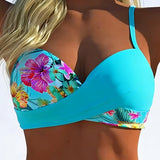 Contrast-Trimmed Stila Print Bikini Bralette