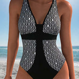 Argyle Pattern V-Neck Bikini