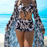 Laluna® | 3-daļīgs rakstains bikini komplekts