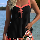 Sporty V-Neck Tankini with Boxer Briefs