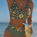 Retro Floral Print Sexy Bikini
