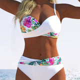 Contrast-Trimmed Stila Print Bikini Bralette