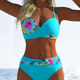 Contrast-Trimmed Stila Print Bikini Bralette