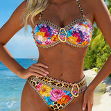 Leopard Print Bikini with Metal Clasp