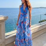 Nori | Halterneck Floral Maxi  Kleita