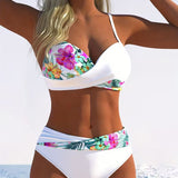 Contrast-Trimmed Stila Print Bikini Bralette