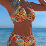 Lace and Print Bikini