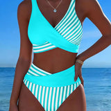Svītrainais Krāsainais Bikini