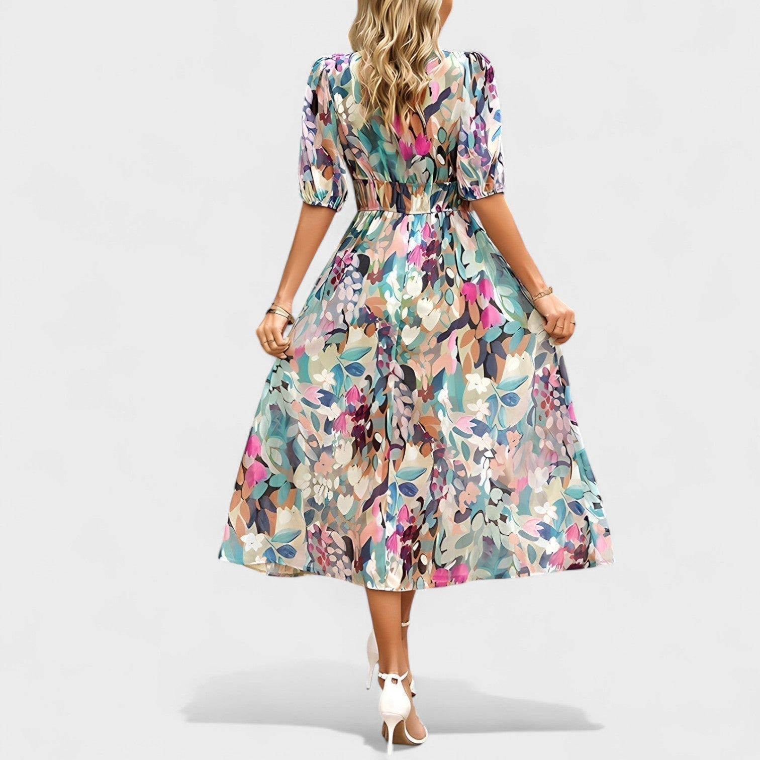 Clara | Eleganta ziedu midi kleita