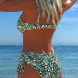 Floral-Print String Bikini Set
