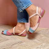Roselina | Asimetriskas Rozā Sandales ar Krāsu Bloķēšanu