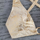 Metallic Design Bikini with Boucle Texture