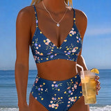 Sexy Cross-Back Floral Print Bikini
