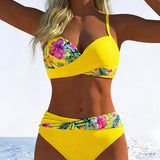 Contrast-Trimmed Stila Print Bikini Bralette