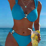 Vertikāls Metāla Boucle Bikini Motīvs ar Spraugu