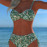 Floral-Print String Bikini Set