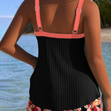 Sporty V-Neck Tankini with Boxer Briefs