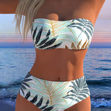 Tropu augu raksta bezplecu bikini