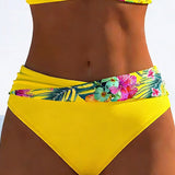Contrast-Trimmed Stila Print Bikini Bralette