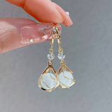 Opal Glow | Zelta opāla baltie auskari