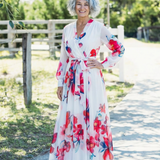 Lillian | Ziedu maxi kleita ar garām piedurknēm